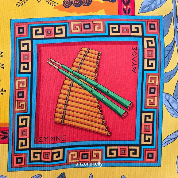 Hermès Silk Scarf Musique des Dieux Ancient Greece Greek Music Dance Hand-rolled - Picture 7 of 16